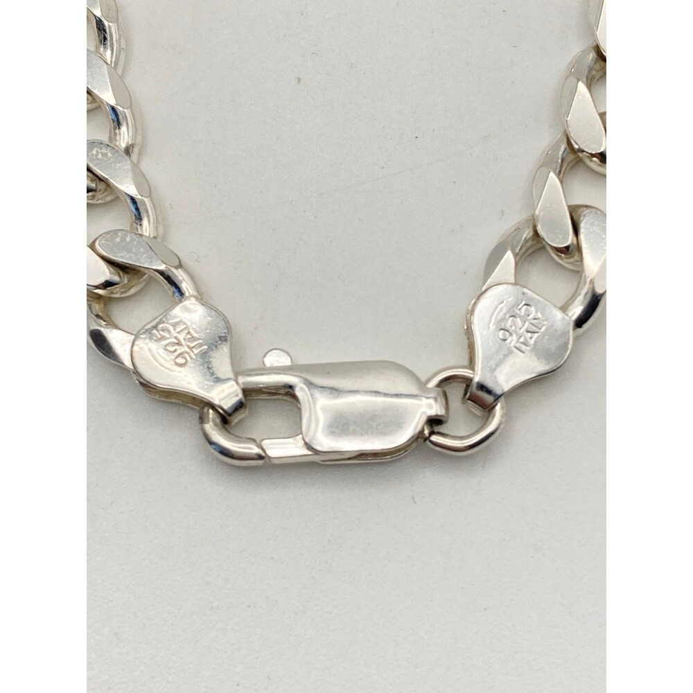 7.5mm super heavy 925 Italy sterling silver Cuban link chain reversible necklace - Picture 8 of 12